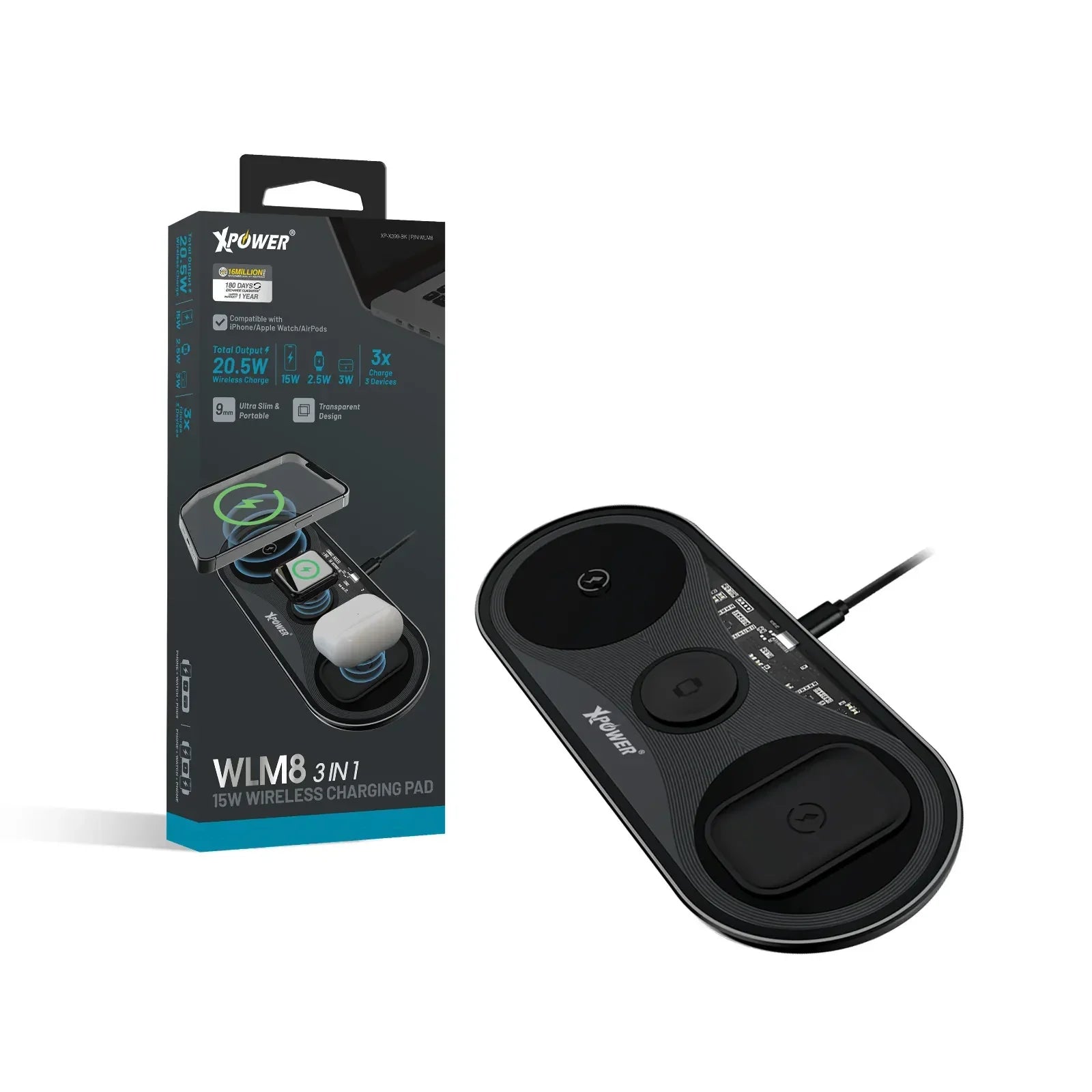 XPower 15W Wireless Charging Pad - Black XPower 15W Wireless Charging Pad - Black